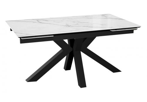  Стол DikLine SFE160 Керамика Tianshan White (белый полуглянец)/подстолье черное/опоры черные (2 уп.), фото 1 