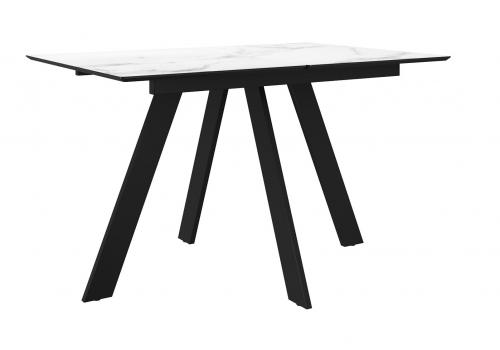  Стол DikLine DKD120, керамика 120(160)х80, мрамор белый матовый, опоры черные (2 уп.), фото 1 