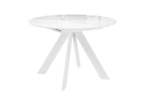  Стол DikLine SFC100 d1000 стекло Оптивайт Белый мрамор/подстолье белое, фото 1 