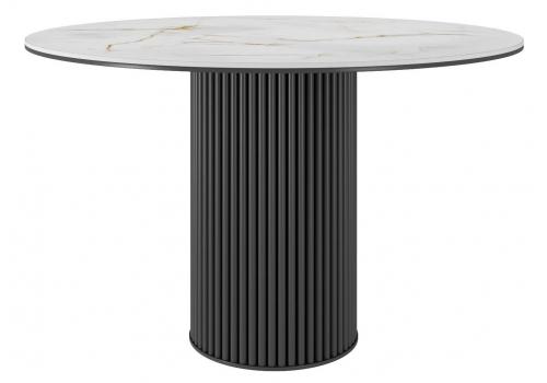  Стол DikLine AKR120 Керамика глянец Ostra Bianco/подстолье черное/опоры черные (2 уп.), фото 1 