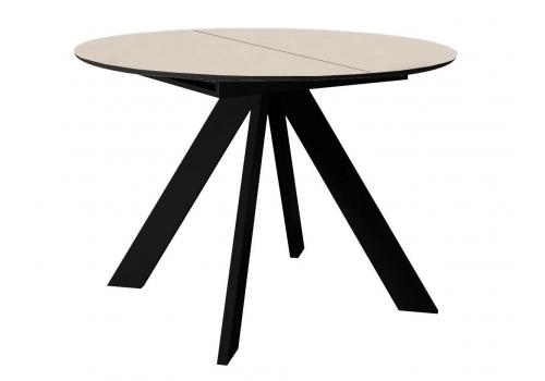  Стол DikLine SKC100 d1000 Керамика Krater Perla (бежевый матовый)/подстолье черное/опоры черные, фото 1 