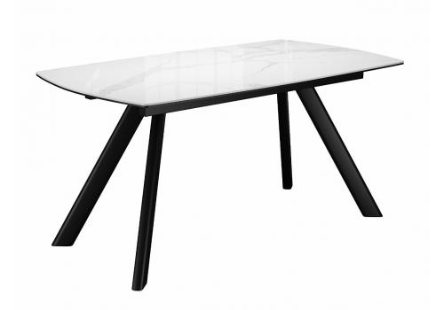  Стол DikLine KL160 керамика белый мрамор С39 глянец/опоры черные) (2 уп), фото 1 