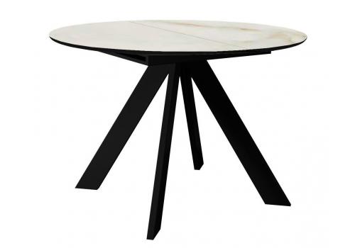  Стол DikLine SKC100 d1000 Керамика глянец Ostra Bianco (мрамор глянец белый)/подстолье черное/опоры черные, фото 1 