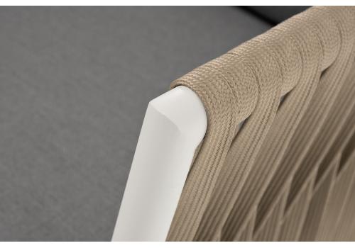  "Касабланка" кресло плетеное из роупа, каркас алюминий светло-серый (RAL7035) муар, роуп серо-коричневый 23мм, ткань серая 017, фото 5 