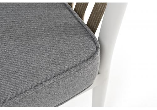  "Касабланка" кресло плетеное из роупа, каркас алюминий светло-серый (RAL7035) муар, роуп серо-коричневый 23мм, ткань серая 017, фото 6 