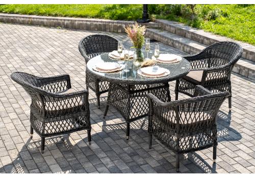  "Дольче" обеденная группа из искусственного ротанга, цвет графит, фото 1 