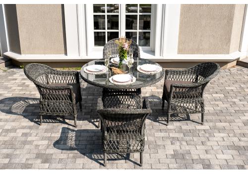  "Дольче" обеденная группа из искусственного ротанга, цвет графит, фото 2 