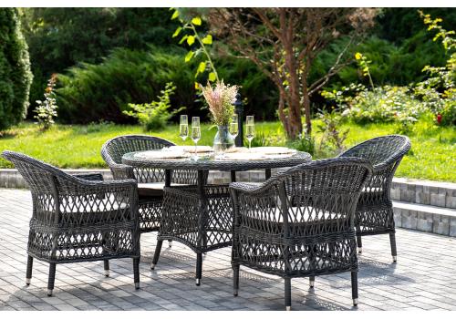  "Дольче" обеденная группа из искусственного ротанга, цвет графит, фото 4 