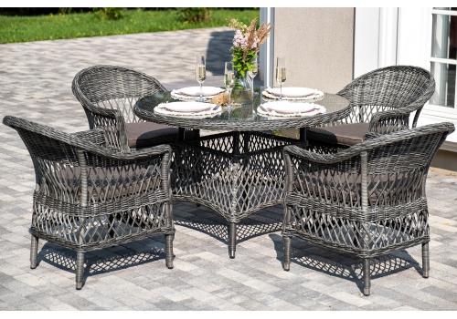  "Дольче" обеденная группа из искусственного ротанга, цвет графит, фото 5 