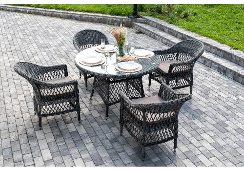  "Дольче" обеденная группа из искусственного ротанга, цвет графит, фото 6 