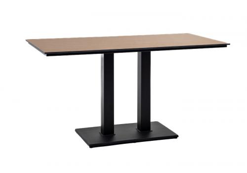  "Каффе" обеденный стол из HPL 140х70см, цвет "дуб", подстолье двойное черное, фото 1 