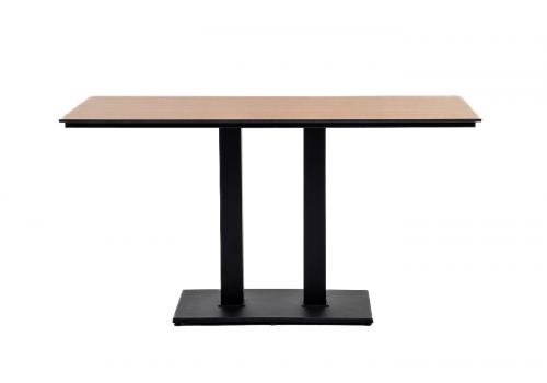  "Каффе" обеденный стол из HPL 140х70см, цвет "дуб", подстолье двойное черное, фото 2 