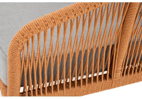  "Канны" диван 2-местный плетеный из роупа, каркас алюминий светло-серый (RAL7035) муар, роуп оранжевый меланж круглый, ткань светло-серая, фото 4 