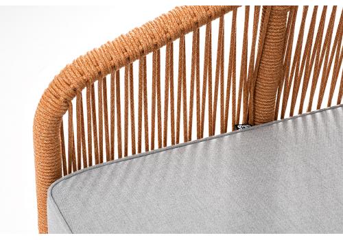  "Канны" диван 2-местный плетеный из роупа, каркас алюминий светло-серый (RAL7035) муар, роуп оранжевый меланж круглый, ткань светло-серая, фото 5 