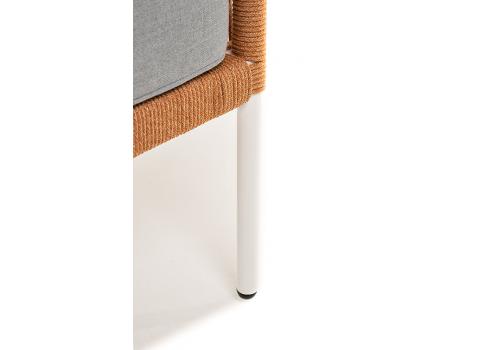  "Канны" диван 2-местный плетеный из роупа, каркас алюминий светло-серый (RAL7035) муар, роуп оранжевый меланж круглый, ткань светло-серая, фото 10 