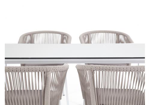  "Малага" обеденная группа на 4 персоны со стульями "Марсель", каркас белый, роуп бежевый, фото 4 