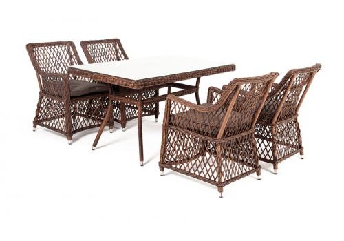  "Латте–140 L" обеденная группа плетеная, цвет коричневый, фото 1 