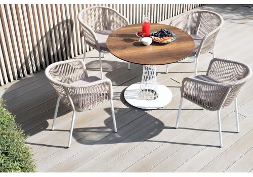  "Диего" обеденная группа на 4 персоны, круглый стол "дуб", цвет бежевый, фото 1 