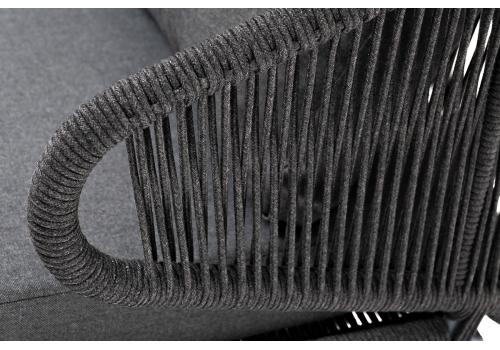  "Милан" диван 2-местный плетеный из роупа, каркас алюминий темно-серый (RAL7024) муар, роуп темно-серый круглый, ткань темно-серая 027, фото 8 