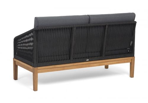  "Канны" диван 2-местный плетеный из роупа, основание дуб, роуп темно-серый круглый, ткань темно-серая 027, фото 5 