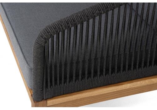  "Канны" диван 2-местный плетеный из роупа, основание дуб, роуп темно-серый круглый, ткань темно-серая 027, фото 7 