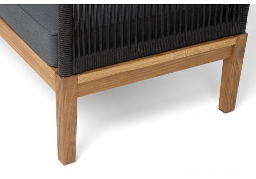  "Канны" диван 2-местный плетеный из роупа, основание дуб, роуп темно-серый круглый, ткань темно-серая 027, фото 8 