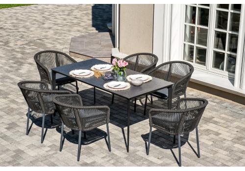  "Малага" обеденная группа на 6 персон со стульями "Марсель", каркас темно-серый, роуп темно-серый, фото 1 