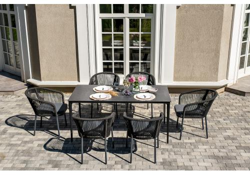  "Малага" обеденная группа на 6 персон со стульями "Марсель", каркас темно-серый, роуп темно-серый, фото 2 