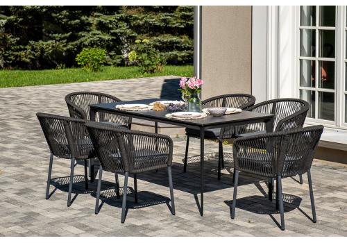  "Малага" обеденная группа на 6 персон со стульями "Марсель", каркас темно-серый, роуп темно-серый, фото 3 