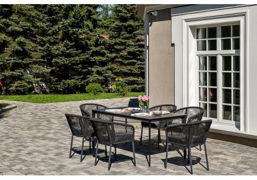  "Малага" обеденная группа на 6 персон со стульями "Марсель", каркас темно-серый, роуп темно-серый, фото 5 