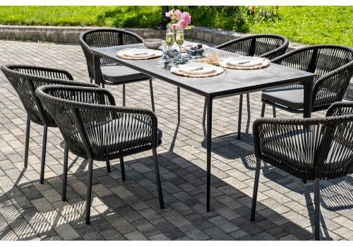  "Малага" обеденная группа на 6 персон со стульями "Марсель", каркас темно-серый, роуп темно-серый, фото 7 