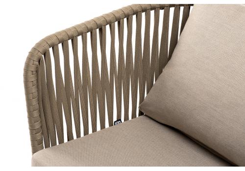  "Мальорка" кресло плетеное из роупа, основание дуб, роуп серо-коричневый 23мм, ткань бежевая 052, фото 4 