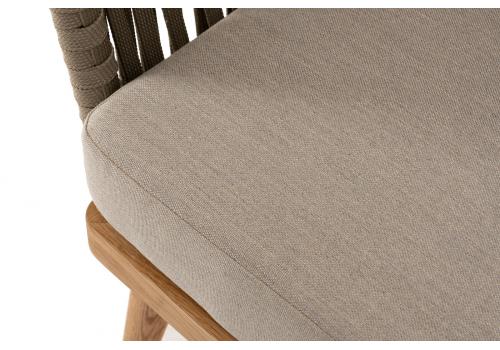  "Мальорка" кресло плетеное из роупа, основание дуб, роуп серо-коричневый 23мм, ткань бежевая 052, фото 7 