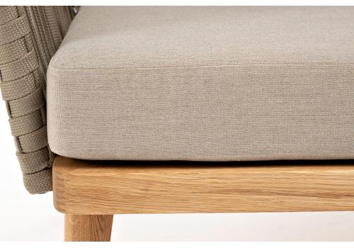  "Мальорка" кресло плетеное из роупа, основание дуб, роуп серо-коричневый 23мм, ткань бежевая 052, фото 8 