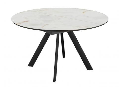  Стол DikLine SKC120 d1200 Керамика глянец Ostra Bianco (мрамор глянец белый)/подстолье черное/опоры черные, фото 1 