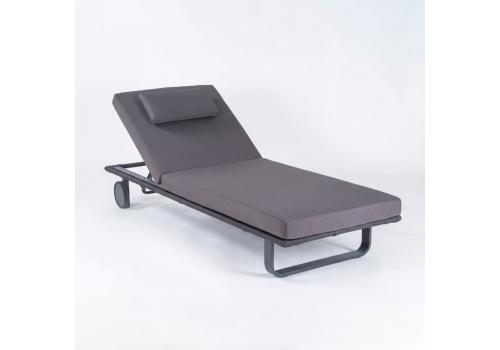 Шезлонг КОСТА С на колесах, каркас карбон, матрас антрацит (с подушкой), фото 1 