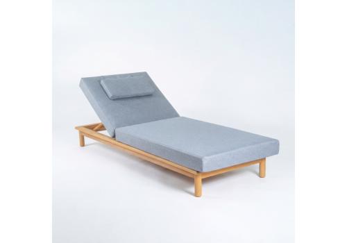  Шезлонг САПОРИ тик, светло-серый матрас, подушка, фото 1 