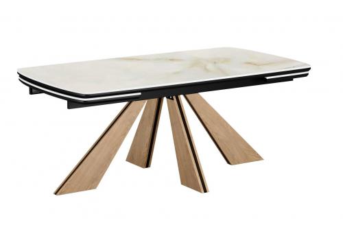  Стол DikLine DKP180 Керамика Ostra Bianco (мрамор глянец белый)/подстолье черное/опоры галифакс (2 уп.), фото 1 