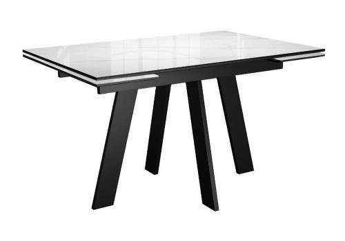  Стол DikLine SFM120 стекло Оптивайт Белый мрамор/подстолье черное/опоры черные, фото 1 