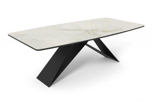  Стол DikLine SKY220 Керамика Ostra Bianco (мрамор глянец белый)/подстолье черное/опоры черные (2 уп.), фото 5 