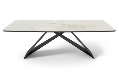  Стол DikLine SKY220 Керамика Ostra Bianco (мрамор глянец белый)/подстолье черное/опоры черные (2 уп.), фото 4 
