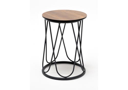  "Перу" журнальный стол из HPL круглый Ø40 H55, каркас из алюминия темно-серый (RAL 7024) муар, цвет столешницы "дуб", фото 1 