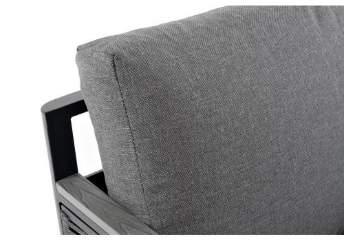  "Сан Ремо" кресло плетеное из роупа садовое, каркас алюминий темно-серый, роуп серый, ткань серая, фото 4 