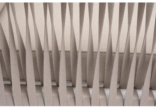  "Касабланка" кресло плетеное из роупа, каркас алюминий белый муар, роуп бежевый 20мм, ткань бежевая 15052, фото 6 