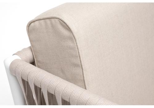  "Касабланка" кресло плетеное из роупа, каркас алюминий белый муар, роуп бежевый 20мм, ткань бежевая 15052, фото 7 