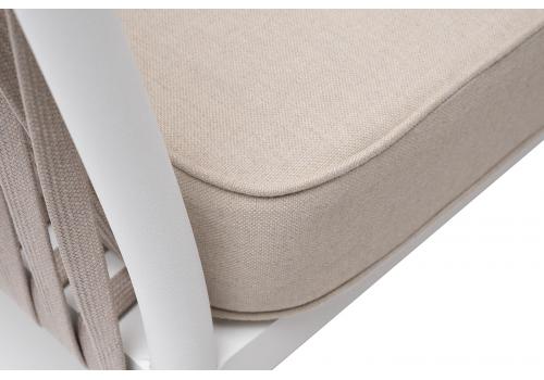  "Касабланка" кресло плетеное из роупа, каркас алюминий белый муар, роуп бежевый 20мм, ткань бежевая 15052, фото 8 