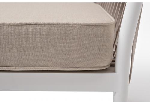  "Касабланка" кресло плетеное из роупа, каркас алюминий белый муар, роуп бежевый 20мм, ткань бежевая 15052, фото 9 