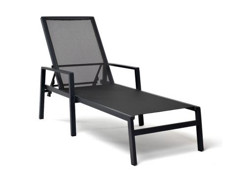  "Парма" шезлонг из алюминия темно-серый (RAL7024) муар, ткань текстилен серая, фото 1 