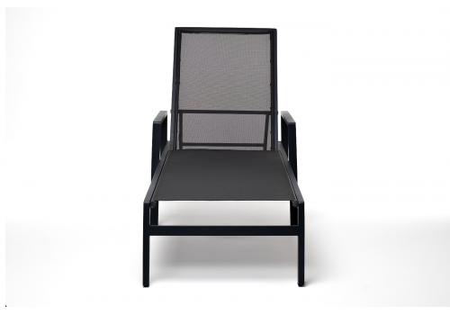  "Парма" шезлонг из алюминия темно-серый (RAL7024) муар, ткань текстилен серая, фото 2 