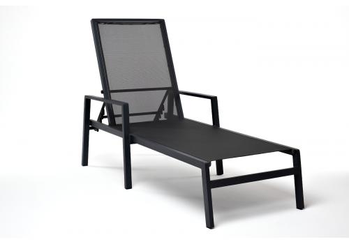  "Парма" шезлонг из алюминия темно-серый (RAL7024) муар, ткань текстилен серая, фото 3 